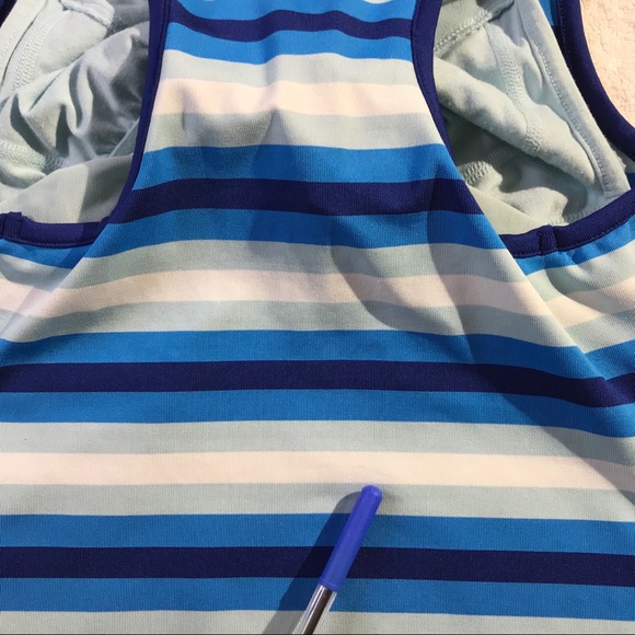 Lucy Blue and White Stripe Workout Top Size XS - Picture 7 of 8